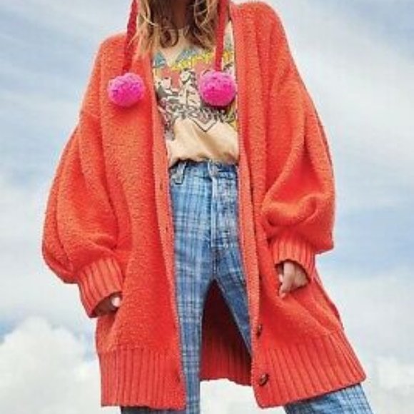 Free People Sweaters - SOLD NEW FREE PEOPLE Orange Long Cardigan
